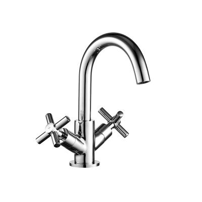 Two handles basin mixer with clicker waste